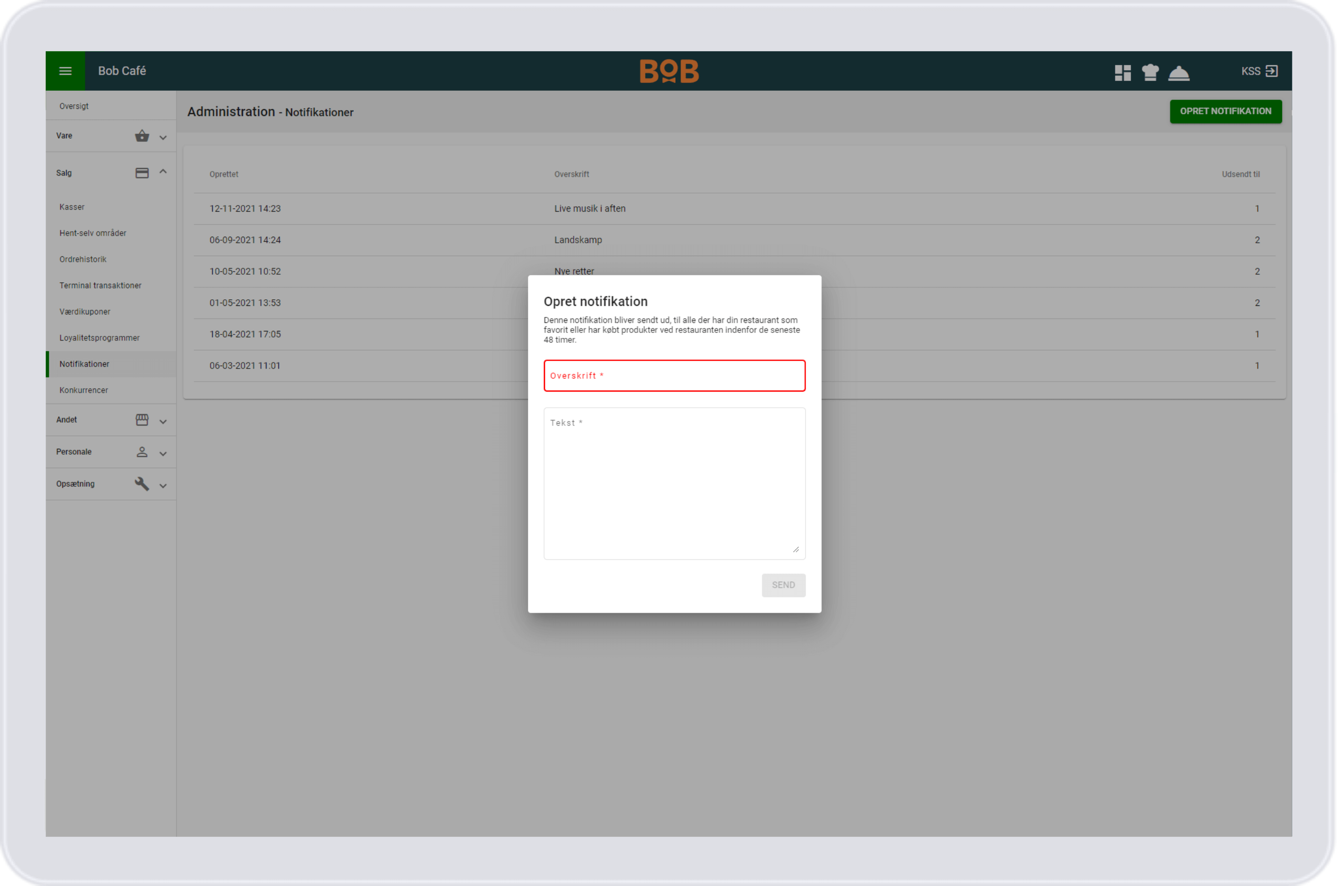 Notifikationer - Send push beskeder gennem BoB med gode tilbud