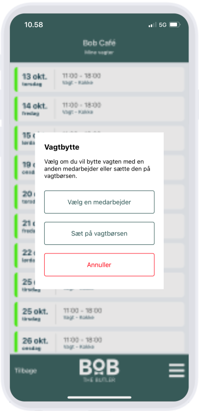 Medarbejder app - Vagtbytte