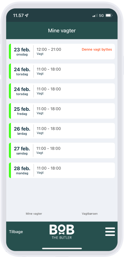 Medarbejder app - Vagtplan