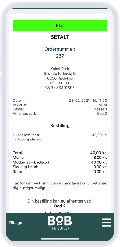 Bestillings-app - Afhentning