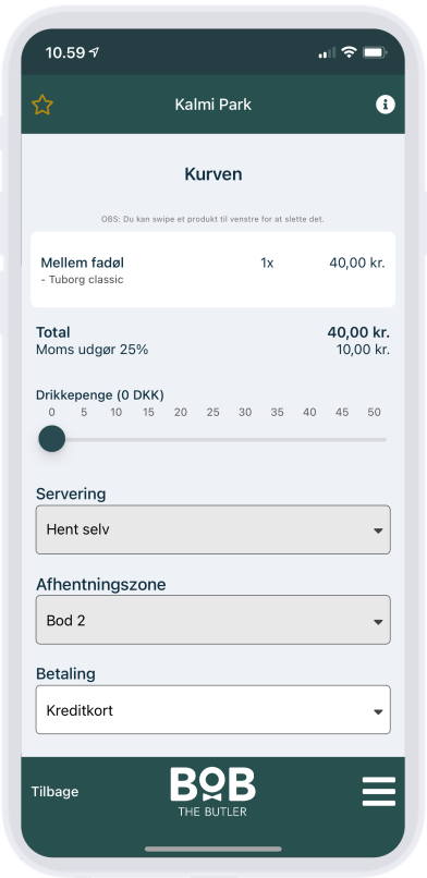 Bestillings-app - Afslut bestilling