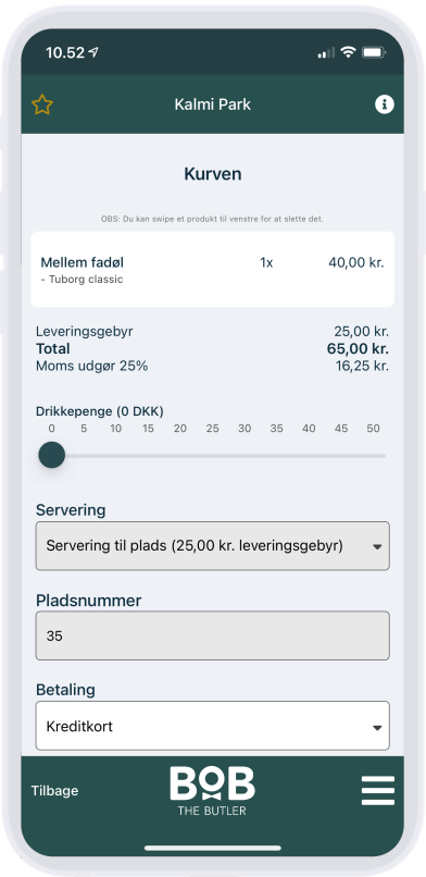 Bestillings-app - Afslut bestilling