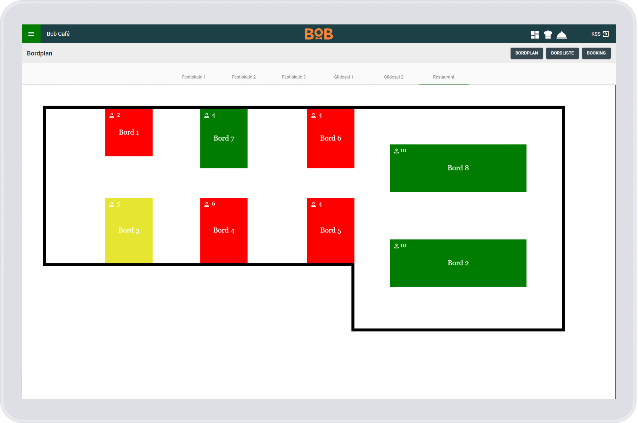 Bookinger - Bordplan